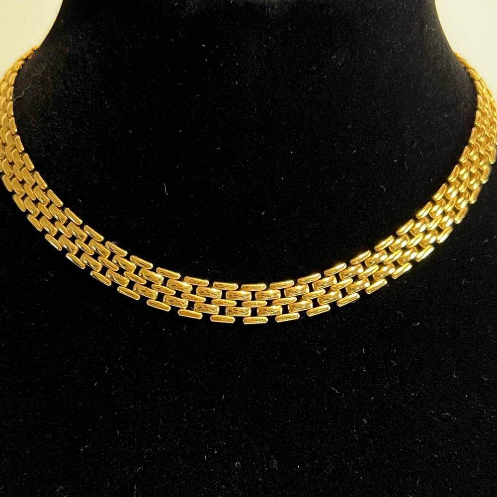 Vintage Napier Gold Toned Panther Link Choker Necklace 16”Signed 80’s Like New!